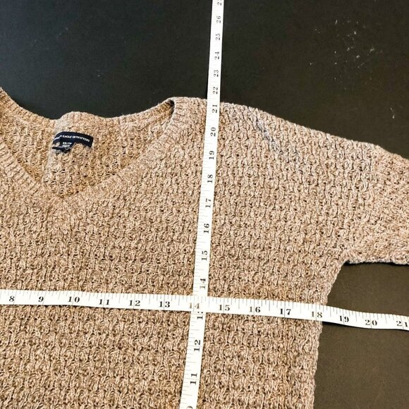 American Eagle Soft Neutral Knit V Neck Sweater XS - Picture 6 of 10